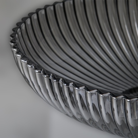 UMYWALKA NABLATOWA SZKLANA OWALNA RYFLOWANA BRILLANT3-BL-PL-510 CZARNY PLATYNOWY POŁYSK 51x35 CM