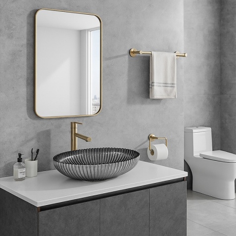 UMYWALKA NABLATOWA SZKLANA OWALNA RYFLOWANA BRILLANT3-BL-PL-510 CZARNY PLATYNOWY POŁYSK 51x35 CM