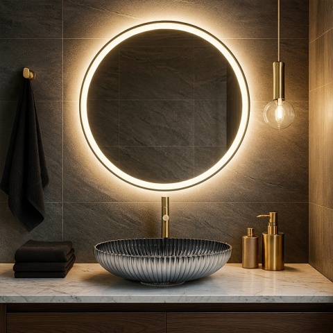 UMYWALKA NABLATOWA SZKLANA OWALNA RYFLOWANA BRILLANT3-BL-PL-510 CZARNY PLATYNOWY POŁYSK 51x35 CM