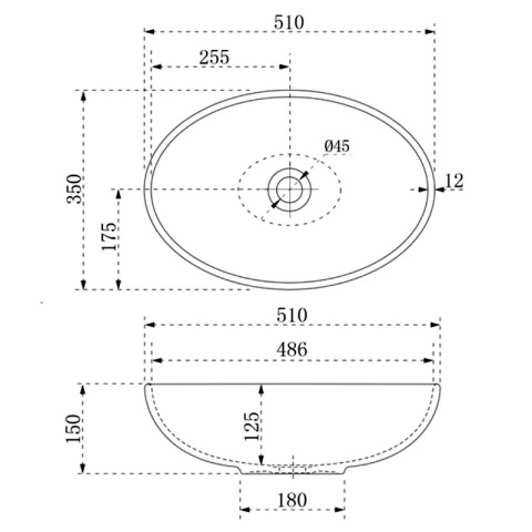 UMYWALKA NABLATOWA SZKLANA OWALNA RYFLOWANA BRILLANT3-BL-PL-510 CZARNY PLATYNOWY POŁYSK 51x35 CM