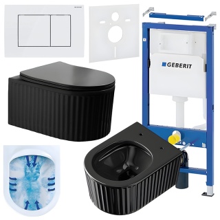 ZESTAW PODTYNKOWY WC STELAŻ GEBERIT DUOFIX MISKA LUMA-BL-RIM-03 PRZYCISK DELTA 30 BIAŁY