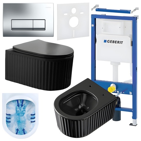 ZESTAW PODTYNKOWY WC STELAŻ GEBERIT DUOFIX MISKA LUMA-BL-RIM-03 PRZYCISK DELTA 50 CHROM