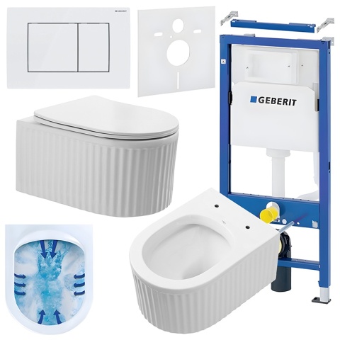 ZESTAW PODTYNKOWY WC STELAŻ GEBERIT DUOFIX MISKA LUMA-WH-RIM-03 PRZYCISK DELTA 30 BIAŁY