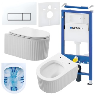 ZESTAW PODTYNKOWY WC STELAŻ GEBERIT DUOFIX MISKA LUMA-WH-RIM-03 PRZYCISK DELTA 50 BIAŁY