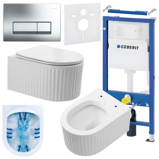 ZESTAW PODTYNKOWY WC STELAŻ GEBERIT DUOFIX MISKA LUMA-WH-RIM-03 PRZYCISK DELTA 50 CHROM