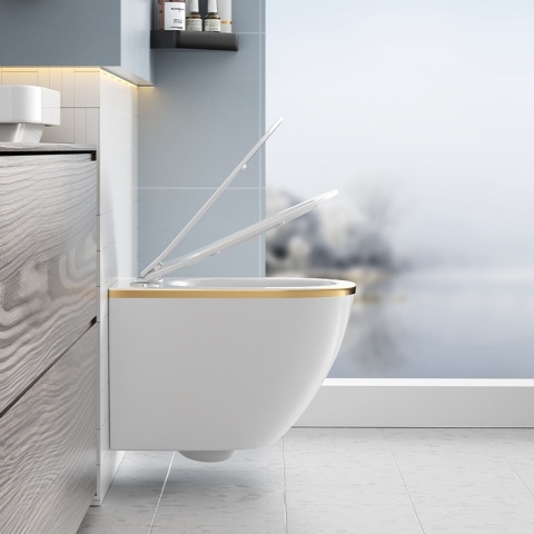 ZESTAW PODTYNKOWY WC STELAŻ GEBERIT DUOFIX MISKA PEAK-WH-GL-RIM-03 PRZYCISK DELTA 50 CZARNY MAT