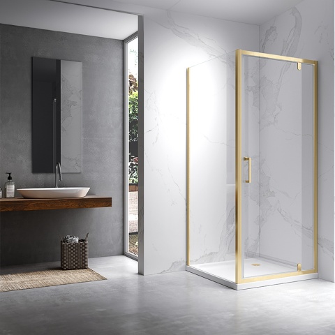 KABINA PRYSZNICOWA KWADRATOWA ZES-KZ04C ZŁOTA SZCZOTKOWANA 90x90 CM 6 MM