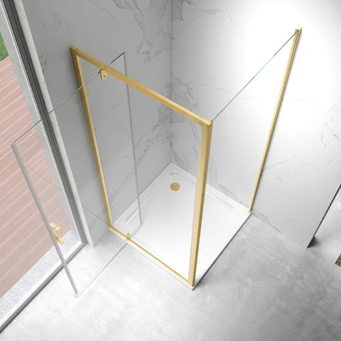 KABINA PRYSZNICOWA KWADRATOWA ZES-KZ04C ZŁOTA SZCZOTKOWANA 90x90 CM 6 MM