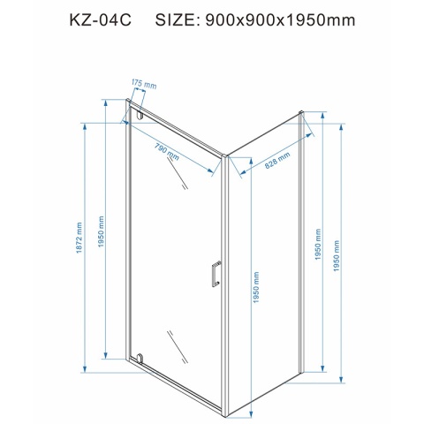 KABINA PRYSZNICOWA KWADRATOWA ZES-KZ04C ZŁOTA SZCZOTKOWANA 90x90 CM 6 MM