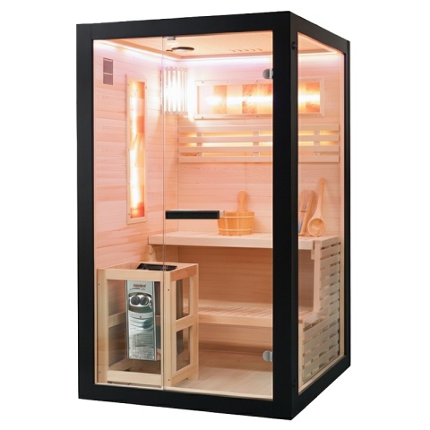 SAUNA FIŃSKA WYSOKOTEMPERATUROWA Z PIECEM FORSA1-BL/HARVIA 3,5KW 2 OSOBOWA 120x120 CM