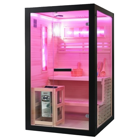 SAUNA FIŃSKA WYSOKOTEMPERATUROWA Z PIECEM FORSA1-BL/HARVIA 3,5KW 2 OSOBOWA 120x120 CM