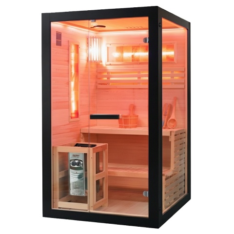 SAUNA FIŃSKA WYSOKOTEMPERATUROWA Z PIECEM FORSA1-BL/HARVIA 3,5KW 2 OSOBOWA 120x120 CM