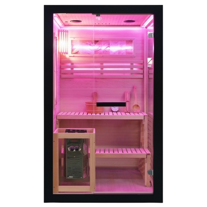 SAUNA FIŃSKA WYSOKOTEMPERATUROWA Z PIECEM FORSA1-BL/HARVIA 3,5KW 2 OSOBOWA 120x120 CM