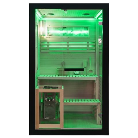 SAUNA FIŃSKA WYSOKOTEMPERATUROWA Z PIECEM FORSA1-BL/HARVIA 3,5KW 2 OSOBOWA 120x120 CM