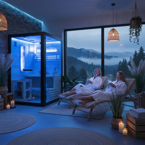 SAUNA FIŃSKA WYSOKOTEMPERATUROWA Z PIECEM FORSA1-BL/HARVIA 3,5KW 2 OSOBOWA 120x120 CM