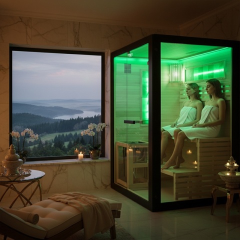 SAUNA FIŃSKA WYSOKOTEMPERATUROWA Z PIECEM FORSA1-BL/HARVIA 3,5KW 2 OSOBOWA 120x120 CM