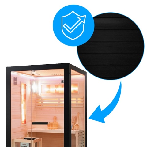 SAUNA FIŃSKA WYSOKOTEMPERATUROWA Z PIECEM FORSA1-BL/HARVIA 3,5KW 2 OSOBOWA 120x120 CM