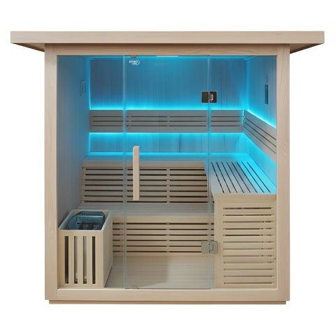 SAUNA OGRODOWA FIŃSKA Z PIECEM ASKER-NEW 4-6 OSOBOWA 180x180 CM