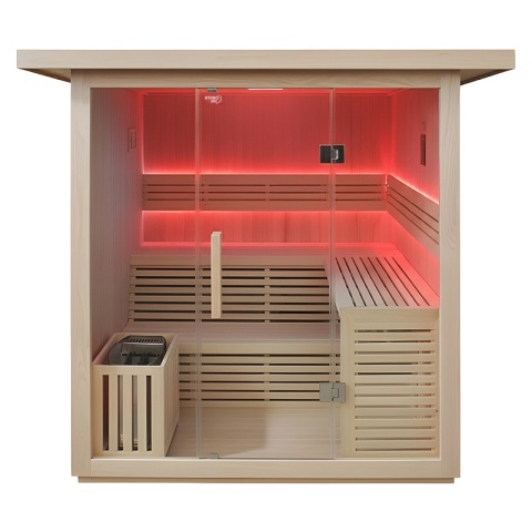 SAUNA OGRODOWA FIŃSKA Z PIECEM ASKER-NEW 4-6 OSOBOWA 180x180 CM