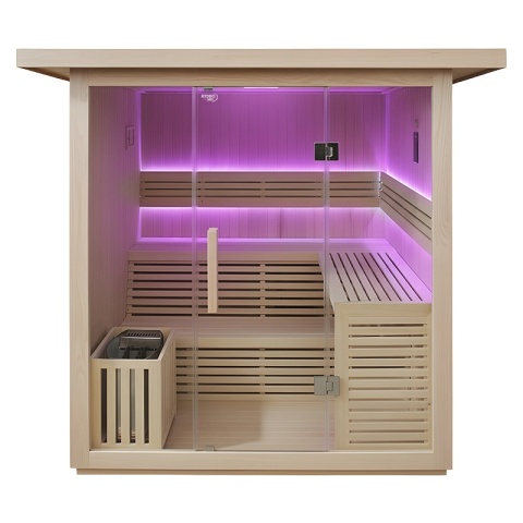 SAUNA OGRODOWA FIŃSKA Z PIECEM ASKER-NEW 4-6 OSOBOWA 180x180 CM