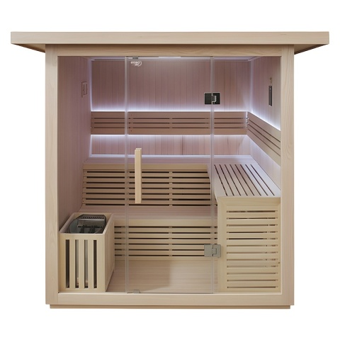 SAUNA OGRODOWA FIŃSKA Z PIECEM ASKER-NEW 4-6 OSOBOWA 180x180 CM