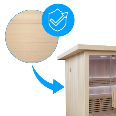 SAUNA OGRODOWA FIŃSKA Z PIECEM ASKER-NEW 4-6 OSOBOWA 180x180 CM