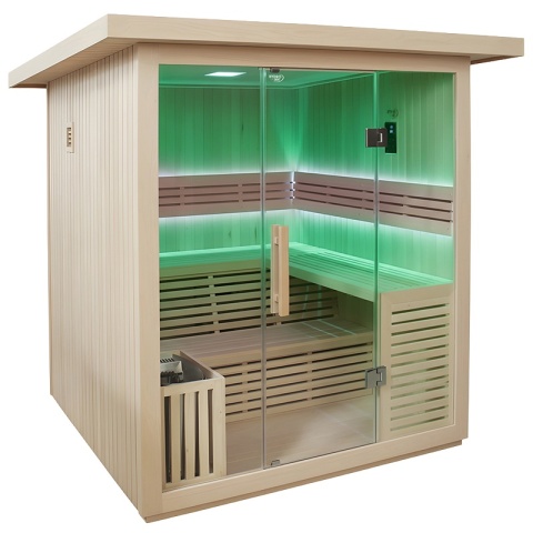 SAUNA OGRODOWA FIŃSKA Z PIECEM ASKER-NEW 4-6 OSOBOWA 180x180 CM