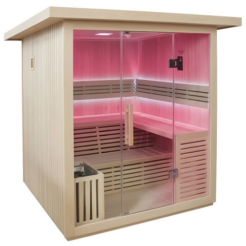 SAUNA OGRODOWA FIŃSKA Z PIECEM ASKER-NEW 4-6 OSOBOWA 180x180 CM