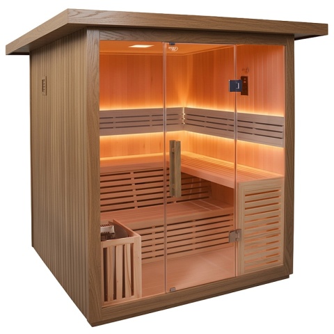 SAUNA OGRODOWA FIŃSKA Z PIECEM ASKER-NEW 4-6 OSOBOWA 180x180 CM