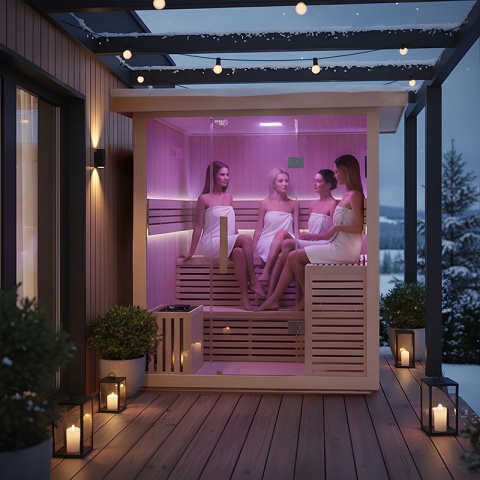 SAUNA OGRODOWA FIŃSKA Z PIECEM ASKER-NEW 4-6 OSOBOWA 180x180 CM