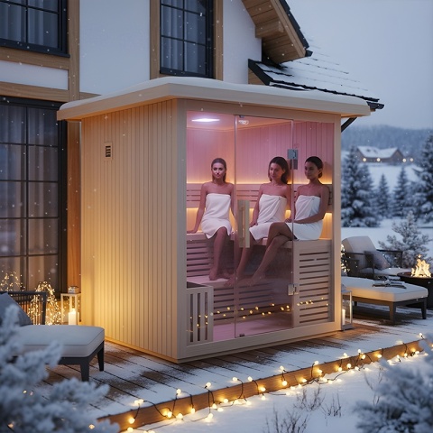 SAUNA OGRODOWA FIŃSKA Z PIECEM ASKER-NEW 4-6 OSOBOWA 180x180 CM