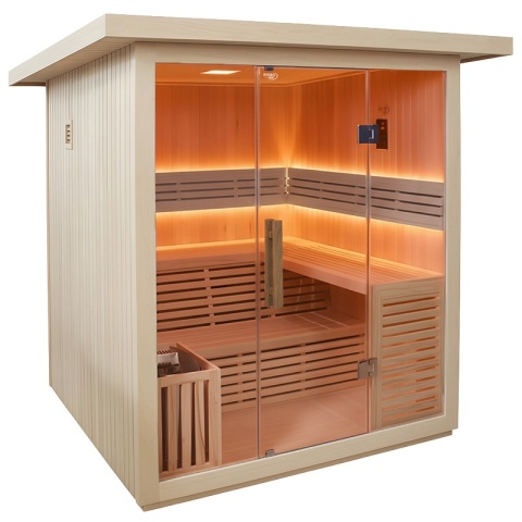 SAUNA OGRODOWA FIŃSKA Z PIECEM ASKER-NEW 4-6 OSOBOWA 180x180 CM