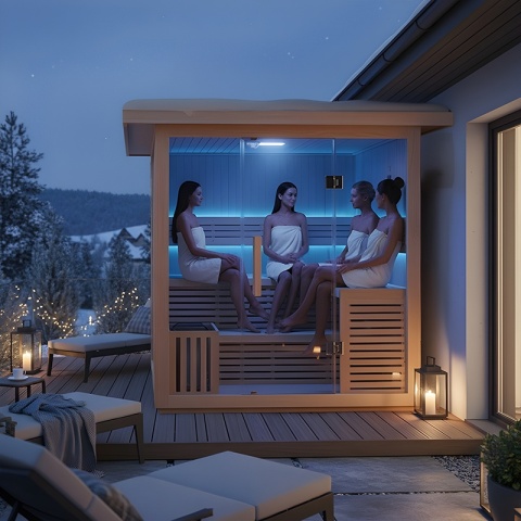 SAUNA OGRODOWA FIŃSKA Z PIECEM ASKER-NEW 4-6 OSOBOWA 180x180 CM