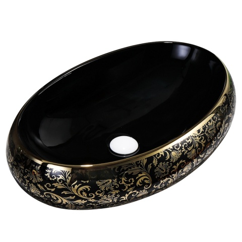 UMYWALKA NABLATOWA CERAMICZNA OWALNA CARI-BL-GL-MOD4 CZARNA POŁYSK 60x40 CM