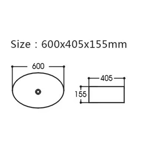 UMYWALKA NABLATOWA CERAMICZNA OWALNA CARI-BL-GL-MOD4 CZARNA POŁYSK 60x40 CM