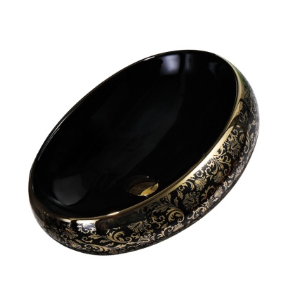 UMYWALKA NABLATOWA CERAMICZNA OWALNA CARI-BL-GL-MOD4 CZARNA POŁYSK 60x40 CM