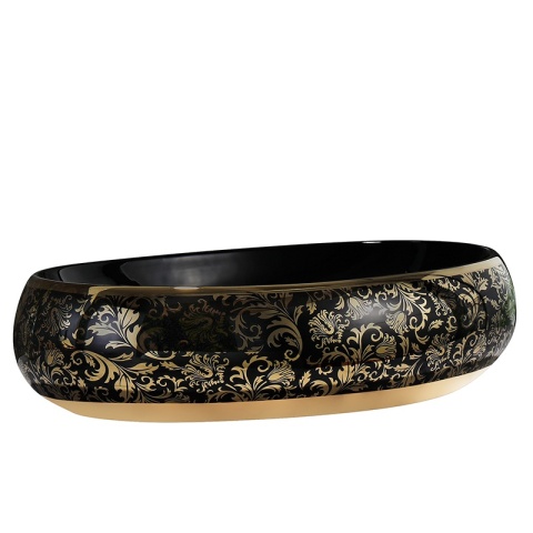 UMYWALKA NABLATOWA CERAMICZNA OWALNA CARI-BL-GL-MOD4 CZARNA POŁYSK 60x40 CM