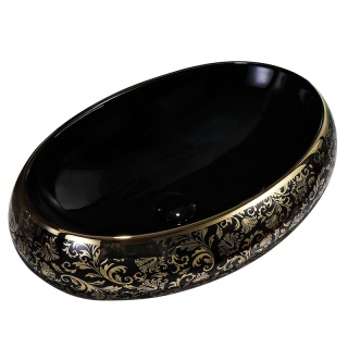 UMYWALKA NABLATOWA CERAMICZNA OWALNA CARI-BL-GL-MOD4 CZARNA POŁYSK 60x40 CM