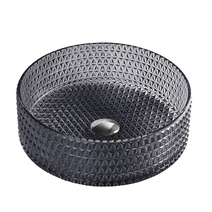 UMYWALKA NABLATOWA SZKLANA OKRĄGŁA FREZOWANA BRILLANT1-BL-360 CZARNY POŁYSK 36x12 CM