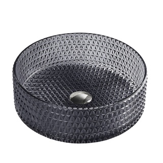 UMYWALKA NABLATOWA SZKLANA OKRĄGŁA FREZOWANA BRILLANT1-BL-400 CZARNY POŁYSK 40x12 CM