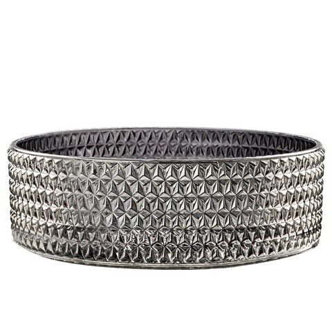 UMYWALKA NABLATOWA SZKLANA OKRĄGŁA FREZOWANA BRILLANT1-BL-PL-400 CZARNY PLATYNOWY POŁYSK 40x12 CM