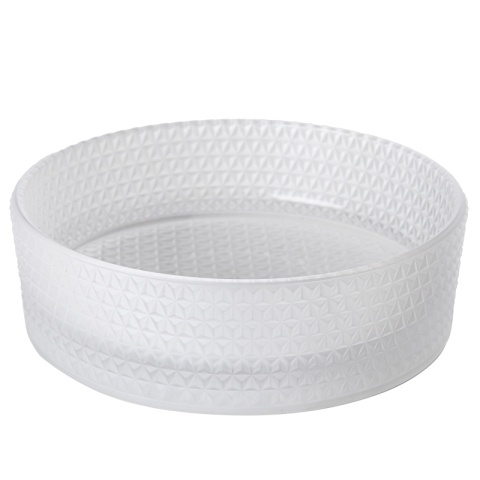 UMYWALKA NABLATOWA SZKLANA OKRĄGŁA FREZOWANA BRILLANT1-WH-400 BIAŁA 40x12 CM