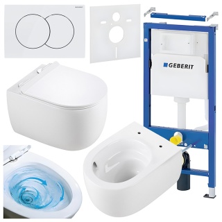 ZESTAW PODTYNKOWY WC STELAŻ GEBERIT DUOFIX MISKA LAKE-WH-TR-01 PRZYCISK DELTA 01 BIAŁY