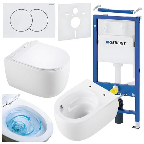 ZESTAW PODTYNKOWY WC STELAŻ GEBERIT DUOFIX MISKA LAKE-WH-TR-01 PRZYCISK DELTA 01 BIAŁY