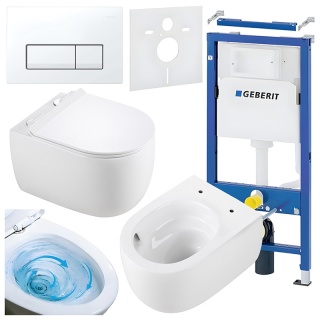 ZESTAW PODTYNKOWY WC STELAŻ GEBERIT DUOFIX MISKA LAKE-WH-TR-01 PRZYCISK DELTA 50 BIAŁY