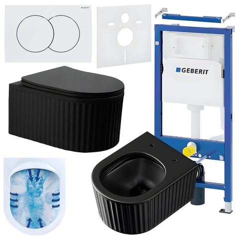 ZESTAW PODTYNKOWY WC STELAŻ GEBERIT DUOFIX MISKA LUMA-MTB-RIM-03 PRZYCISK DELTA 01 BIAŁY