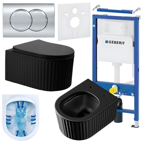 ZESTAW PODTYNKOWY WC STELAŻ GEBERIT DUOFIX MISKA LUMA-MTB-RIM-03 PRZYCISK DELTA 01 CHROM