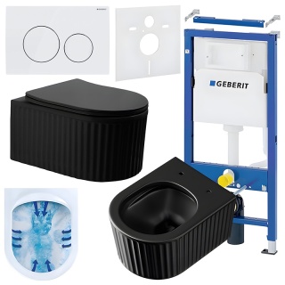 ZESTAW PODTYNKOWY WC STELAŻ GEBERIT DUOFIX MISKA LUMA-MTB-RIM-03 PRZYCISK DELTA 20 BIAŁY