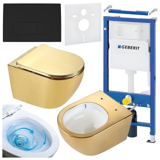 ZESTAW PODTYNKOWY WC STELAŻ GEBERIT DUOFIX MISKA MIZU-GL-WH-TR-03 PRZYCISK DELTA 50 CZARNY MAT