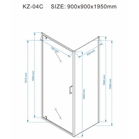 KABINA PRYSZNICOWA KWADRATOWA KZ04C CHROM 90x90 CM